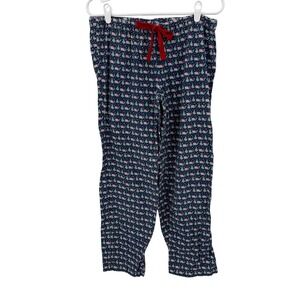Vineyard Vines Women XS  Flannel Pajama Pants Navy Holiday Whale Santa  Cotton